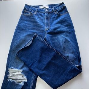 👖Hollister Ultra Curvy High-Rise Dad Jeans Distressed Dark Wash Y2K Vibe-Size 26